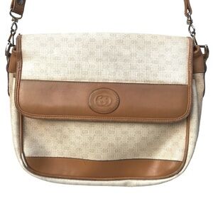 Vintage GUCCI tan shoulder authentic logo bag purse